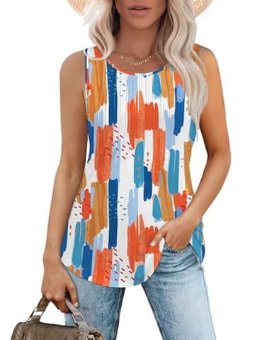 Besshopie Womens Summer Tops Dressy Casual Business Tank Tops for Women Loose Fit Graffiti M - Image 2