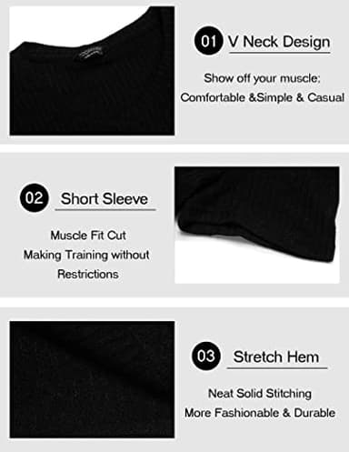 COOFANDY Men's Muscle T Shirts Stretch Short Sleeve V Neck Bodybuilding Workout Tee Shirts - Image 5