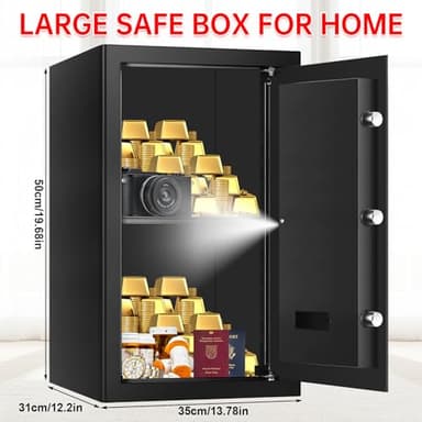 3.4 Cuft Large Safes for Home Use Fire and Water Proof, Anti-Theft Digital Security Safe Box With Programmable Keypad & Spare Keys, Home Safes Water and Fireproof for Documents Money Valuables - Image 3