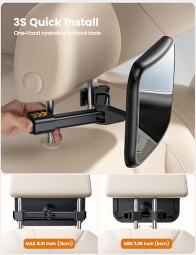 Lamicall Baby Car Mirror for Backseat - [2025 Safest Triangle Hook Clip] Acrylic Car Seat Mirror for Rear Facing, 360° Rotation & Wide Clear View, 3S Quick Install, Newborn Baby Essentials Accessories - Image 5