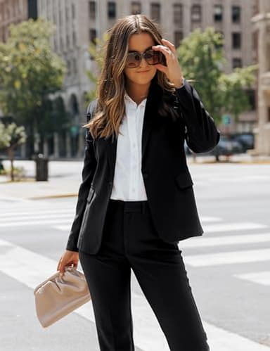 Luvamia Dressy Black Pant Suit - Women's 2 Piece Business Casual Outfit, Size 12-14 - Image 3