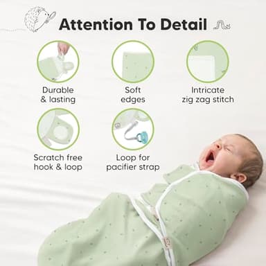 3-Pack Organic Baby Swaddle Sleep Sacks - Swaddles for Newborns, Infant 0-3 Months, Baby Girls, Boys, Soft & Snug Newborn Sleep Sack, Nursery Swaddling Blankets (Bunnies) - Image 8