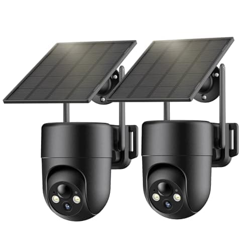 ELYSOO Solar Camera Outdoor Wireless for Home Security, 360°Panoramic View, Outdoor Camera Wireless, 2K HD Color Night Vision, 2.4GHz Wi-Fi, IP65, 2pack - Image 1