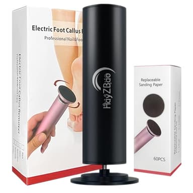 HayZBao Electric Foot File - Electric Callus Remover for Feet,Adjustable Speed Foot Scrubber with 60 Pcs Sandpaper Discs,Professional Pedicure Tool for Dead Skin and Calluses - Black - Image 1