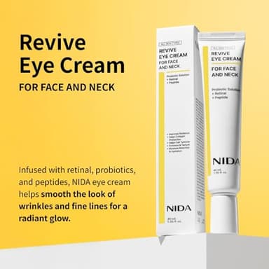 NIDA Revive Eye Cream For Face And Neck | Probiotic Solution, Retinal, Peptide | Wrinkles, Fine Lines, Cell Turnover, Firm Skin Texture, Radiant Skin, Moisture Retention | 1.35 fl. oz., 40ml - Image 2