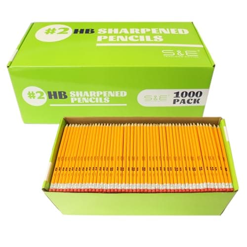 S & E TEACHER'S EDITION Woodcased #2 Pencils, Pre-sharpened, Yellow Pencils with Erasers #2 HB Lead Bulk Box, No. 2, Back to school, 1000Pcs - Image 1
