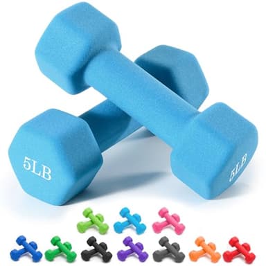Portzon Weights Dumbbells 10 Colors Options Compatible with Set of 2 Neoprene Dumbbells Set,1-15 LB, Anti-Slip, Anti-roll, Hex Shape Blue - Image 1