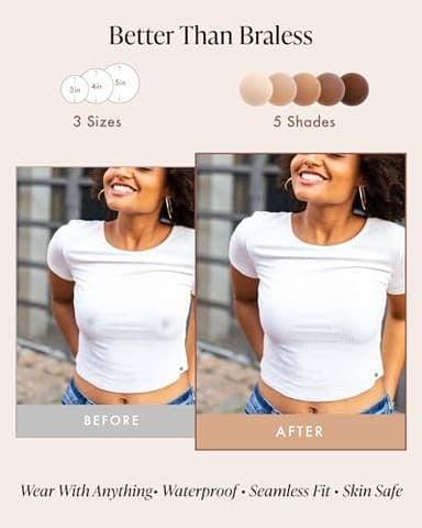 Bare Babe Reusable Silicone Nipple Covers - Waterproof, Nude, 4 Shades - Sticky Breast Stickers for Strapless Dress (Caramel, Large) - Image 8