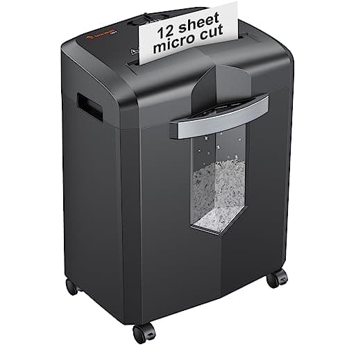 Bonsaii 12-Sheet Micro Cut Shredders for Home Office, 60 Minute P-4 Security Level Paper Shredder for CD, Credit Card, Mails, Staple, Clip, with Jam-Proof System & 4.2 Gal Pullout Bin C266-B - Image 1