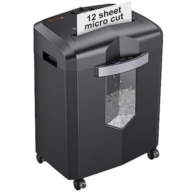 Bonsaii 12-Sheet Micro Cut Shredders for Home Office, 60 Minute P-4 Security Level Paper Shredder for CD, Credit Card, Mails, Staple, Clip, with Jam-Proof System & 4.2 Gal Pullout Bin C266-B - Image 1