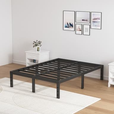 SHLAND Full Size Bed Frame, 14 Inch Heavy Duty Metal Platform Bed Frame No Box Spring Needed, Storage Space, No Noise, Easy Assembly - Image 2