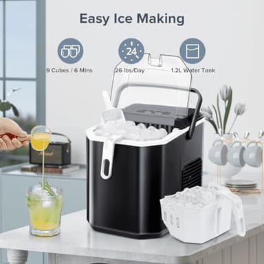 Ice Maker Countertop Ice Machine Compact Size with Handle, 22lbs in 24Hrs - Image 2