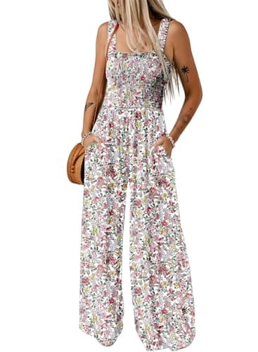 Dokotoo Loose Jumpsuits for Women Overalls Oversized Solid Color Wide Leg One Piece Sleeveless jumpsuit Long Pant Romper with Pockets 2025 Fashion Printed Light Pink Large - Image 1