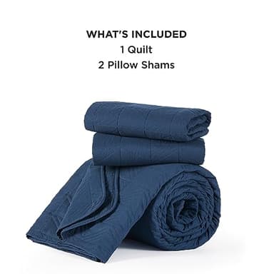 Bedsure King Size Quilt Bedding Set - Soft Ultrasonic King Bedspread - Navy Coverlet Quilted Bedding - Lightweight Comforter Set for All Seasons (Includes 2 Pillow Shams) - Image 6