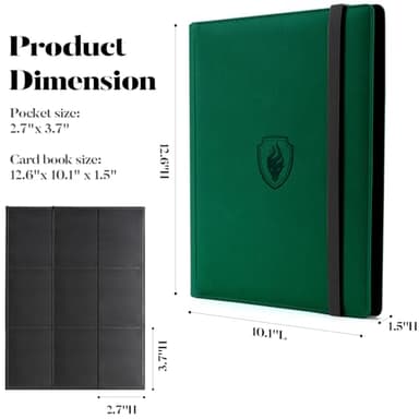 Trading Card Binder 9 Pocket, Fabmaker PU Cover Card Collection Binder for 360 Cards, Premium Card Book, Sturdy Card Holder Folders, Card Album for YuGiOh, MTG, TCG, Game & Sports Cards, Dark Green - Image 6