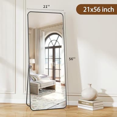 BEAUTYPEAK Black Full Length Mirror, 56"x21" Rounded Corner Floor Mirror Standing Hanging or Leaning Against Wall, Suitable for Bedroom or Dressing Room - Image 6