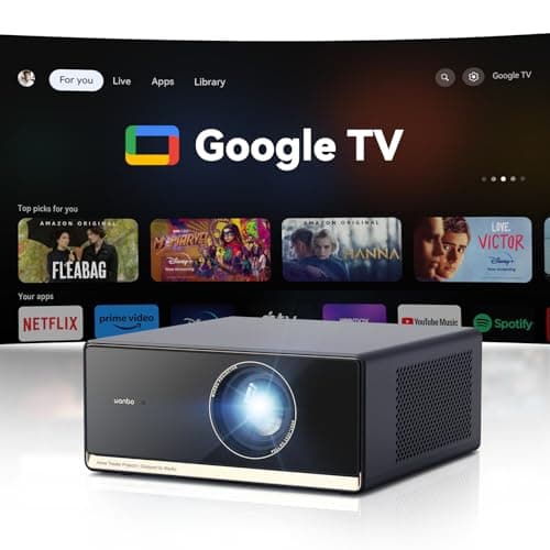 Wanbo X5 Pro Google TV Projector 4K Supported, 1100 ANSI Smart Projector with WiFi and Bluetooth, Outdoor & Home Movie Proyector, Auto Focus & Keystone, HDMI 2.0, Voice Control, HDR10 (2025 Upgraded) - Image 1