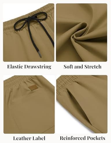 COOFANDY Men's Casual Shorts Cotton Elastic Waist Drawstring Shorts Lightweight Summer Beach Shorts - Image 6