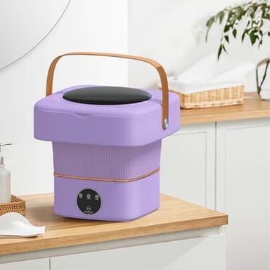Portable Washing Machine, Foldable Mini Washer with 3 Modes, Compact Clothes Laundry Machine for Underwear, Baby Clothes, Apartments, Camping, Travel(Purple) - Image 7