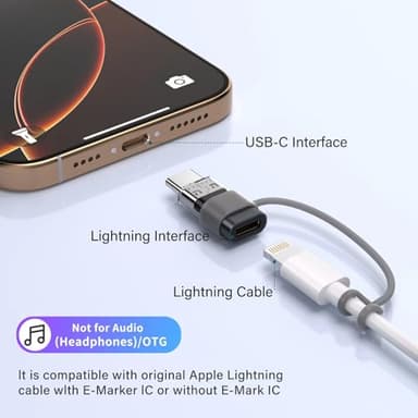 Thousover 4 Pack Lightning to USB C Adapter for iPhone 15/16 Pro/16 Pro Max/Plus,Samsung S24,iPad Air,Nintendo Switch,Fast Charging&Data Transfer Lightning Crystal - Image 3