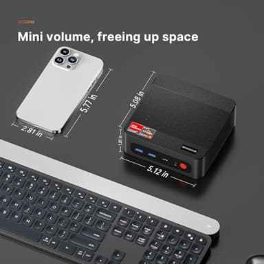BOSGAME P4 Mini PC, AMD Ryzen 7 5825U Light Gaming Computer, 32GB DDR4 RAM, 1TB M.2 NVMe SSD, Triple Display Desktop PC, Dual 2.5G LAN Ports, WiFi 6E, BT 5.2 - Image 2