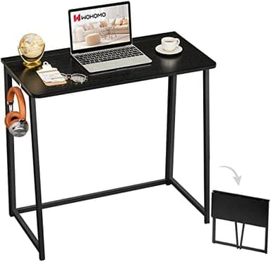 WOHOMO Folding Computer Desk, Small Writing Foldable Desk 31.5", Space-Saving Laptop Table, Easy Assemble Workstation for Home Office,Black - Image 3