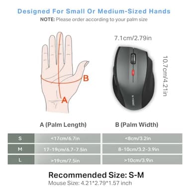 E-YOOSO Wireless Mouse for Laptop, Portable Optical Computer Mouse, 6 Buttons, Cordless 2.4GHz with USB Receiver, 5-Level 4800 DPI, 18 Months Battery Life for PC Chromebook Windows Mac - Image 2
