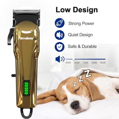 PETWORTHY Quiet Dog Grooming Kit - 2000mAh Dog Clippers for Heavy Thick Hair Coats, Waterproof Rechargeable Cordless Clippers, Safe and Easy to Clean Pet Grooming - Image 5