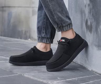 LARNMERN Slip On Steel Toe Shoes Men Lightweight Comfortable Lounging Walking Sneakers Safety Work Steel Toe Loafers(12 Wide Men, Black) - Image 2