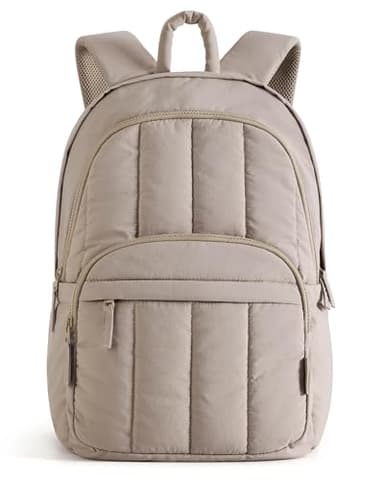 BAGSMAT Womens Backpack Travel Laptop Backpack for Women, Quilted College Laptop Bookbag, Work Back Pack for Women, Cute Computer Water-Resistant Casual Daypack, Puffer Champagne - Image 8