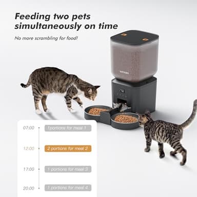 Nityers Automatic Cat Feeder for 2 Cats - 8L/34 Cups Large Capacity Auto Cat Food Dispenser with LCD Screen, 2 Food Trays, Timed Feeder, Up to 50 Portions 6 Meals Per Day, Keep Fresh - Image 3
