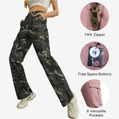 Lepunuo Women's Oversized Camo Cargo Pants Jogger Trousers Workout Sweatpants Camouflage Army Fatigue - Image 4