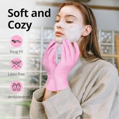 SwiftGrip Pink Nitrile Gloves, 3-mil, Industrial Gloves Disposable Latex Free, for Cleaning & Esthetician, Rubber Powder-Free, 100-ct Box (Medium) Medium (Pack of 100) - Image 3