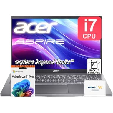 acer Aspire Premium 15.6" Laptop | Intel Core i7-1255U up to 4.7GHz | 40GB RAM - 1TB PCIe SSD | Backlit Keyboard | FHD | Wi-Fi 6 | Iris Xe Graphics | Webcam | Win11 Pro | WOWPC Recovery USB - Image 1