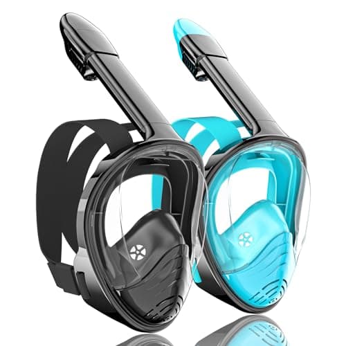 QingSong Full Face Snorkel Mask for Adults, Snorkeling Gear with Camera Mount, 180 Degree Panoramic View Snorkel Set Anti-Fog Anti-Leak - Image 1