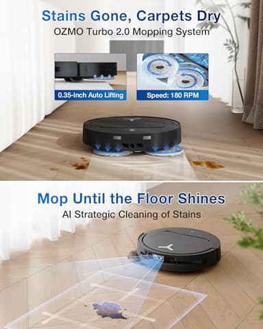 ECOVACS DEEBOT T50 PRO Omni Robot Vacuum and Mop, 3.19” Ultra-Slim, 15,000Pa Suction, ZeroTangle 2.0, TruEdge 2.0, AIVI 3D Obstacle Avoidance, Auto Mop Wash & Dry, Self-Emptying, Ideal for Pet Hair - Image 7