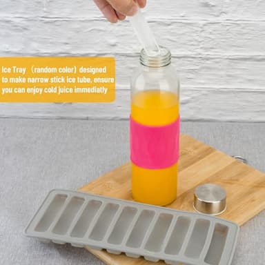 Zukro Glass Water Bottles with Lids & Silicone Grip Sleeve 18 oz, 10 Pack Reusable 100% Leak Proof Juice Bottles With Stainless Steel Cap for Juicing, Smoothie Drinking Jar, Fridge & Dishwasher Safe - Image 4