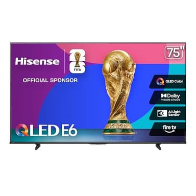 Hisense 75" E6 Cinema Series QLED 4K UHD Smart Fire TV (75E6QF, 2025 Model) - QLED, AI Light Sensor, Dolby Vision · Atmos, Voice Remote with Alexa, Motion Rate 120, HDR 10+ Adaptive, Game Mode Plus - Image 1