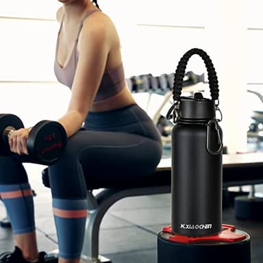 KXIAOCHEN Insulated Water Bottle, Stainless Steel Water Bottle, 2 Lids (Straw and Handle Lid),Wide Mouth Metal Water Bottles Keep Hot and Cold, Double Walled, Thermo Mug, Metal Canteen - Image 7