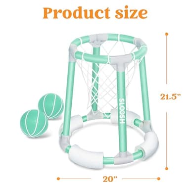 Sloosh Pool Basketball Hoop Toys, Floating Basketball Pool Game, Swimming Floats Toys with Balls Pump, Summer Outdoor Water Play Toy for Kids and Adults (Green) - Image 6