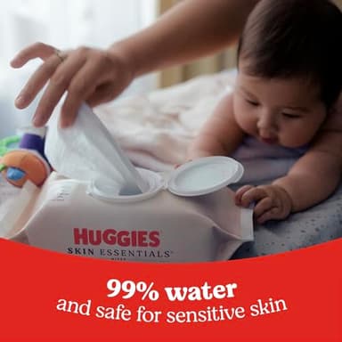 Huggies Skin Essentials Baby Wipes, Hypoallergenic, 99% Water, 10 Flip Top Packs (560 Wipes Total) - Image 4