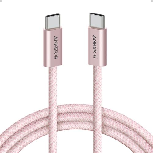 Anker Zolo USB C to USB C Cable, Braided and Dirt-Free Type-C Fast Charging Cable, Slim Connector, for iPhone 17 Series, MacBook (240W) (Pink, 6FT) - Image 1