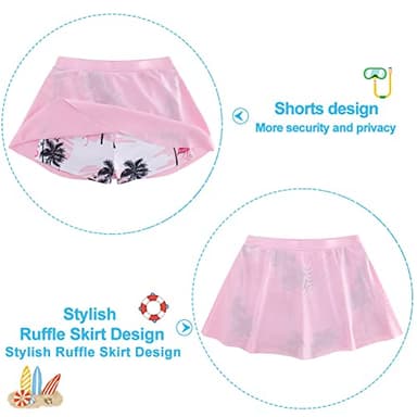Cutemile Girls Swimsuits Size 5 Pink Flamingo Bathing Suit Size 6 Tankini Set with Skirt 2Ps Swimwear for Pool Party - Image 6