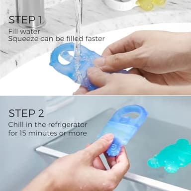 Momcozy Baby Teether Toys, Water Fillable Silicone Cold Baby Teething Toys Chill Teether, Baby Water Teether for Teething Relief 0-12 Months, Green and Pink 2 Pcs - Image 3