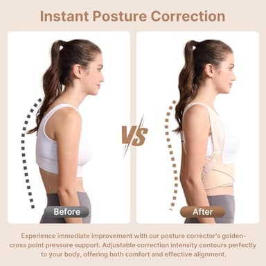 Posture Corrector for Women and Men: Improve Posture Correct Hunchback Slouching Invisible Under Clothes - Adjustable Lightweight Upper Back Brace for Neck Shoulder & Upper Back Pain Relief (XS/S Under Bust 26"-37") - Image 2