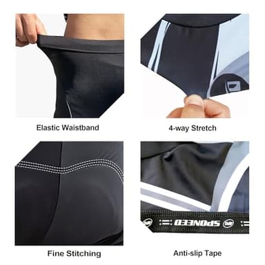 Bicycle Shorts for Cycling Pants 4D Gel Padded Biking Ride US M Grey Multi - Image 8