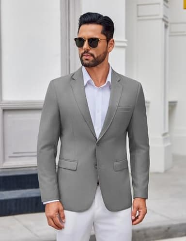 COOFANDY Casual Blazer for Men Regular Fit Sport Coats Lightweight Notch Lapel Suit Jacket Stretch Blazers Dark Grey - Image 2