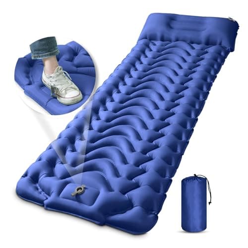 MEETPEAK Sleeping Pad, Extra Thickness Inflatable Camping Sleeping Mat with Pillow Built-in Foot Press, Compact Ultralight Camping Air Mattress for Backpacking, Hiking, Tent - Image 1