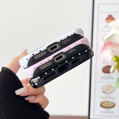 Sayoaho Compatible with iPhone 15 Case, Fashion Cute Polka Dot Pattern Aesthetic Design for Women, Soft TPU and Hard Back Shockproof Phone Case for iPhone 15 6.1 inch, Black - Image 7
