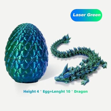 Zobetro 3D Printed Dragon with Surprise Egg, Articulated Crystal Dragon in Egg, Executive Dragon Fidget Desk Toys, Decorative Egg Gifts for Boys Kids Home Decor(Green) - Image 3